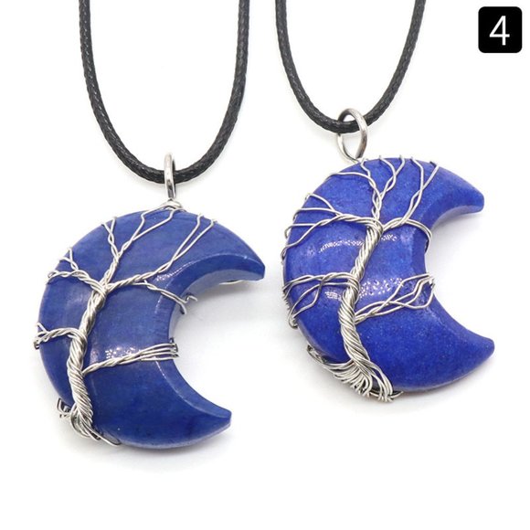 Tree Of Life Wire Wrapped Moon Pendant / Healing Reiki Crystal Necklace - Picture 10 of 15